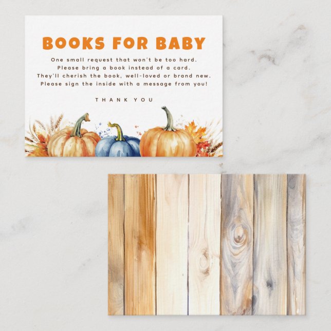 Livres Pour Baby Fall Citrouilles Demande Cartes (Devant / Derrière)
