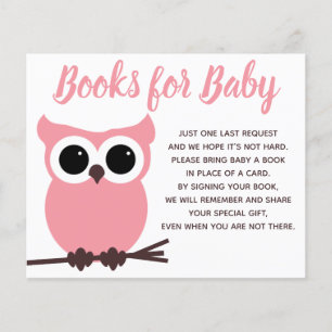 Livres pour bébé Baby shower Chouette rose Insérer
