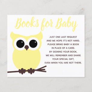 Livres pour bébé Baby shower de hibou jaune Insére