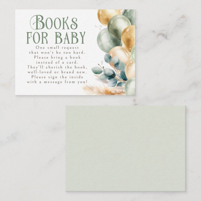 Livres Pour Bébé Baby shower Demande Carte (Devant / Derrière)
