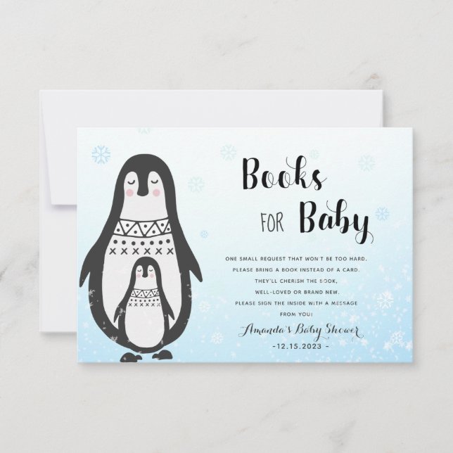 Livres pour bébés pingouins | Carte Baby shower d' (Devant)