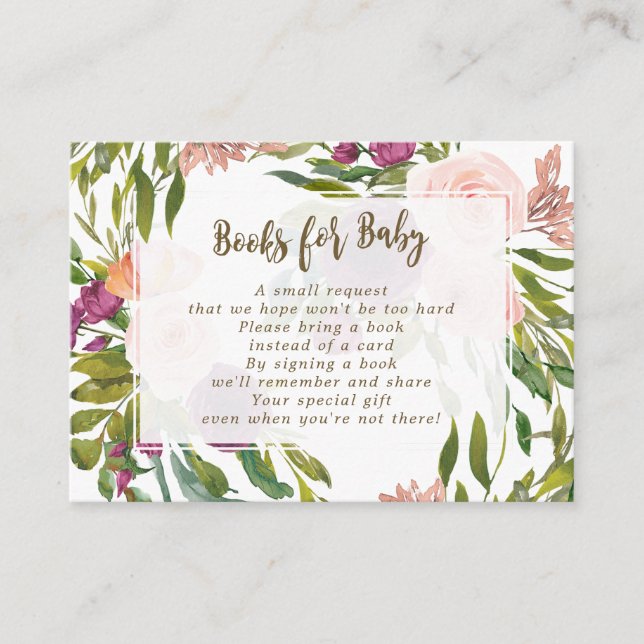 livres pour cartes de demande pour bébé fleurs ver (Devant)