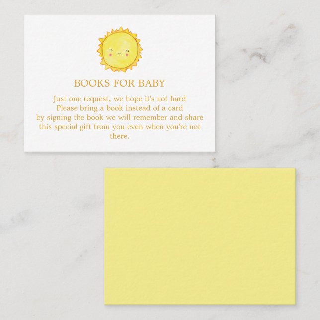 Livres Sun pour carte de boîtier bébé (Devant / Derrière)