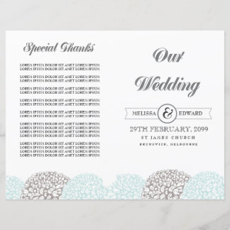Livret du programme de mariage vintage Aqua Flower