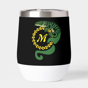Lizard, un alligator tribal, qui serre un monogram