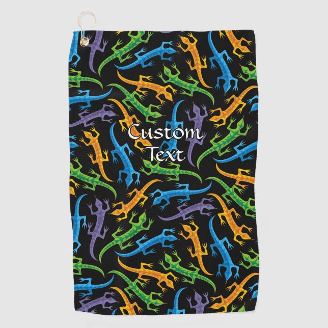 Lizards de couleur Tribal Motif serviette de golf (Devant)