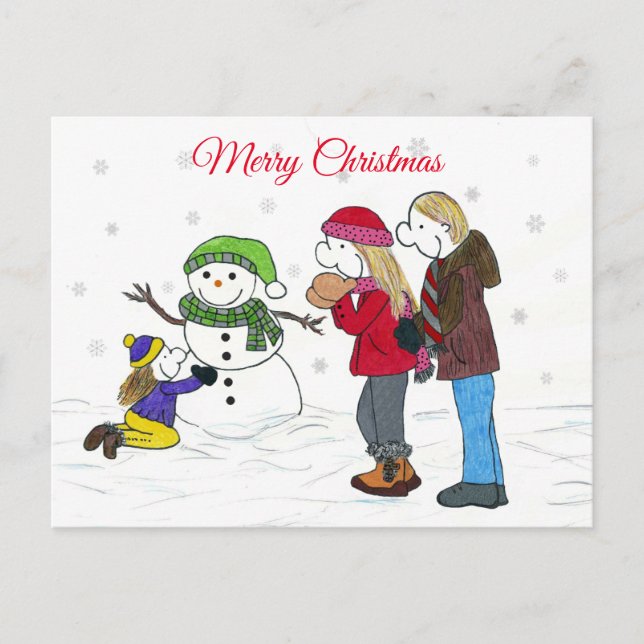 Lizzy's People Snowman Fun Christmas Carte postale (Devant)
