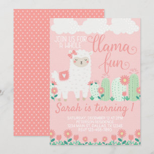 Llama Alpaca Anniversaire Fête Invitation Invitati