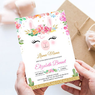 Llama Alpaga Cactus Fête Bébé Invitation de Baby S