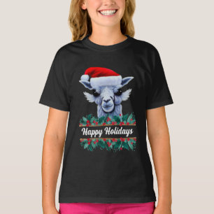 Llama Avec Chapeau Au Père Noël Et T-shirt Texte