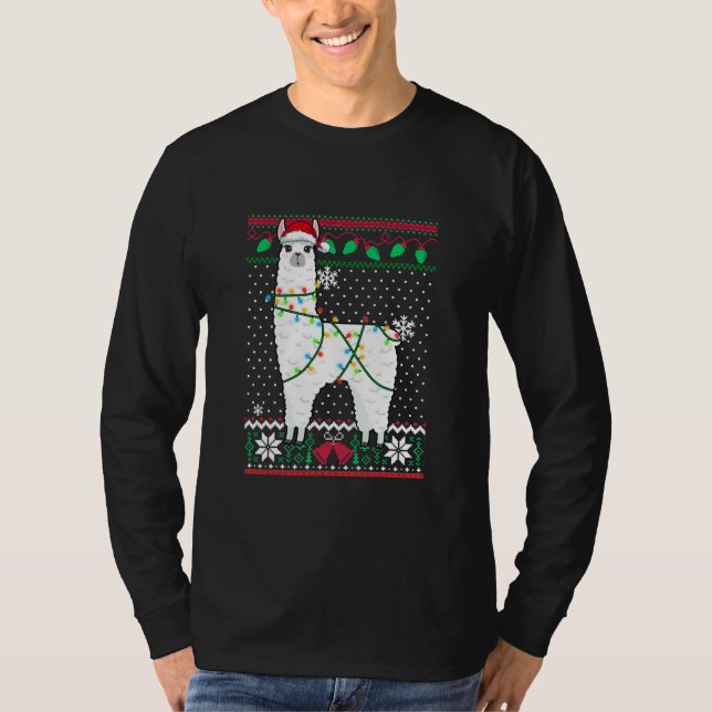Llama avec les lumières de Noël laides Sweat de No (Devant)