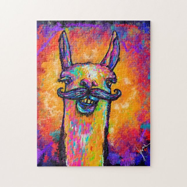 Llama avec une moustache - Puzzle d'art 11x14 (Vertical)