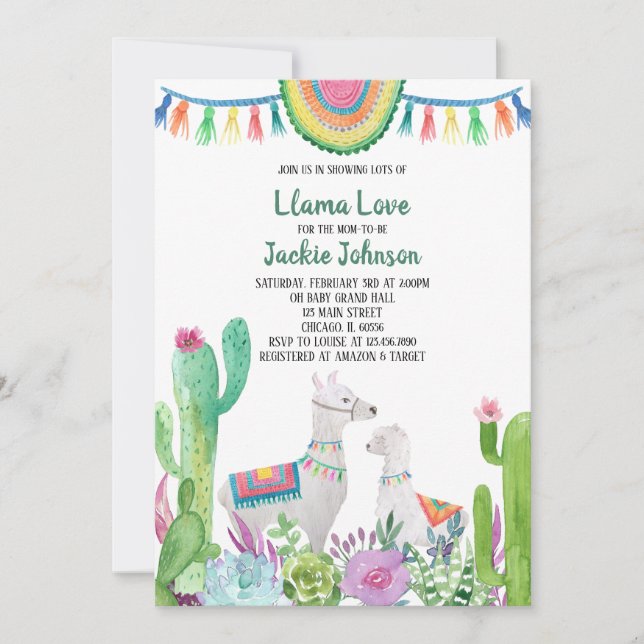 Llama Baby shower Invitation (Devant)
