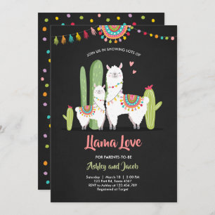 Llama baby shower invitation Llama Love Fiesta