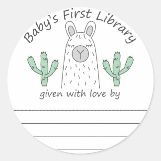 Llama bébé la première librairie autocollant rond