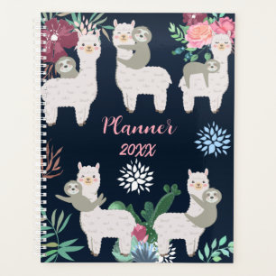 Llama Cactus Aquarelle Bleu Planificateur personna