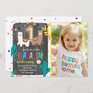 Llama Cactus Enfant 1er anniversaire Invitation