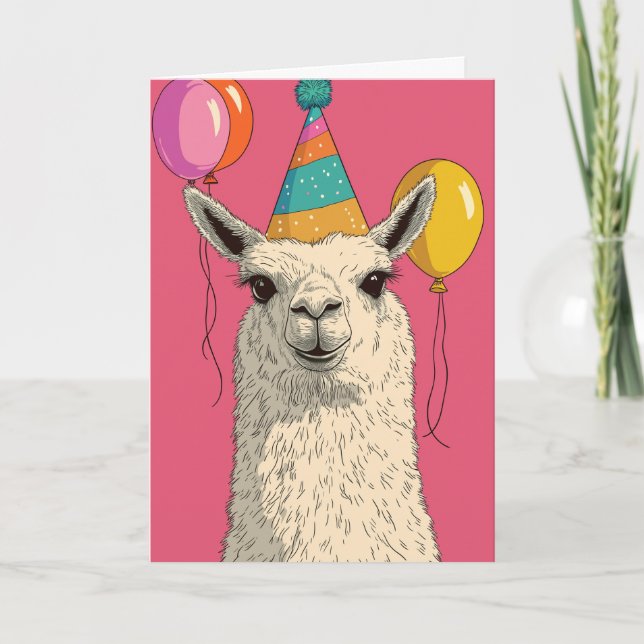 Llama carte d'anniversaire - Fête amusante Animal  (Devant)