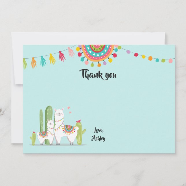 Llama Carte de remerciements douche Fiesta Cactus  (Devant)