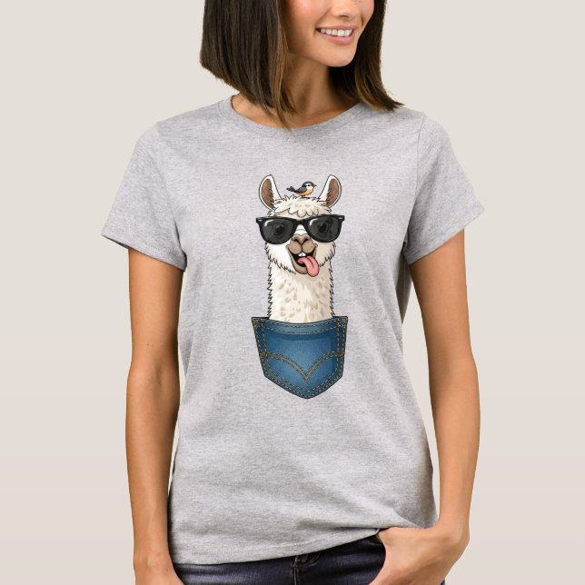 Llama Cool dans une Pochette – T-Shirt Drôle pour  (Devant)