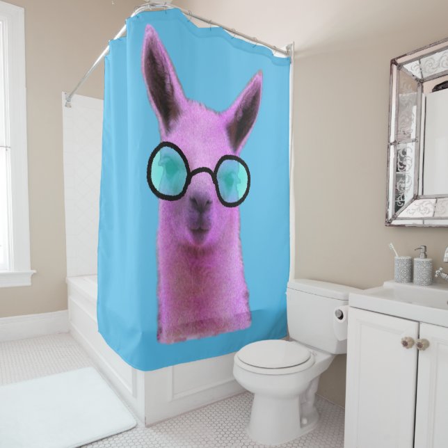 Llama cool rose ! Rideau de douche (En situation)