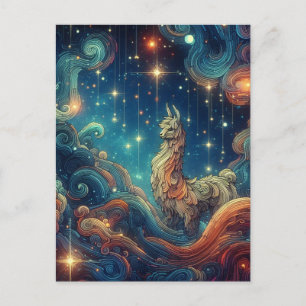 Llama cosmique dans la carte postale Sky
