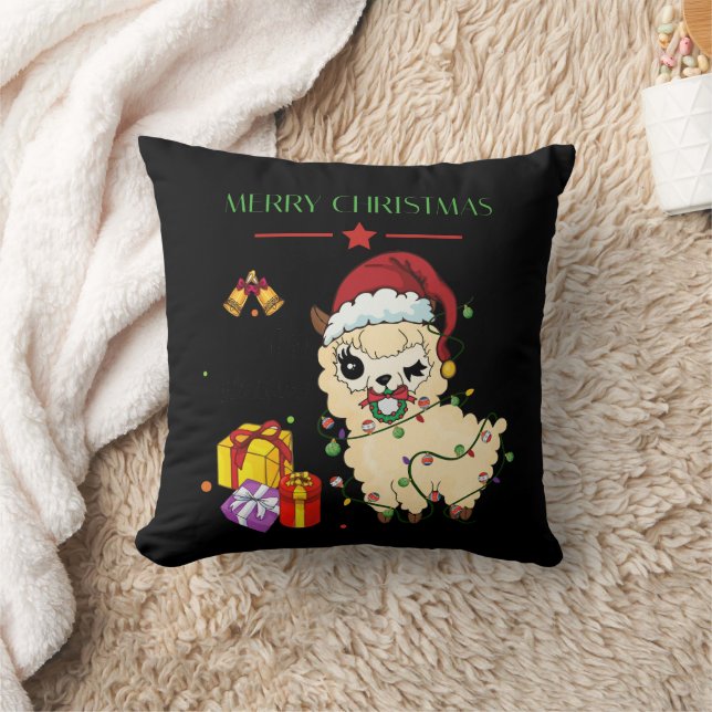 Llama de Noël Coussin de jet (Couverture)