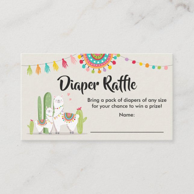 Llama Diaper Carte Raffin Fiesta Cactus Baby showe (Devant)