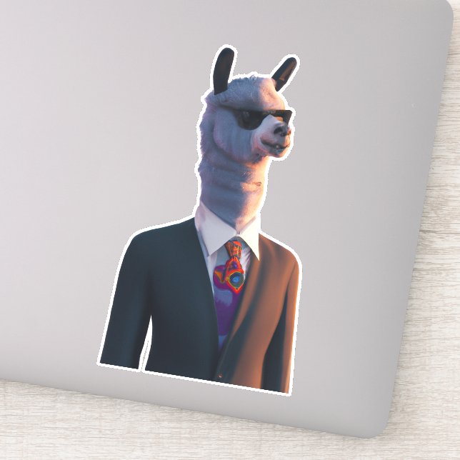 Llama en costume avec lunettes de soleil sticker m (Détail)