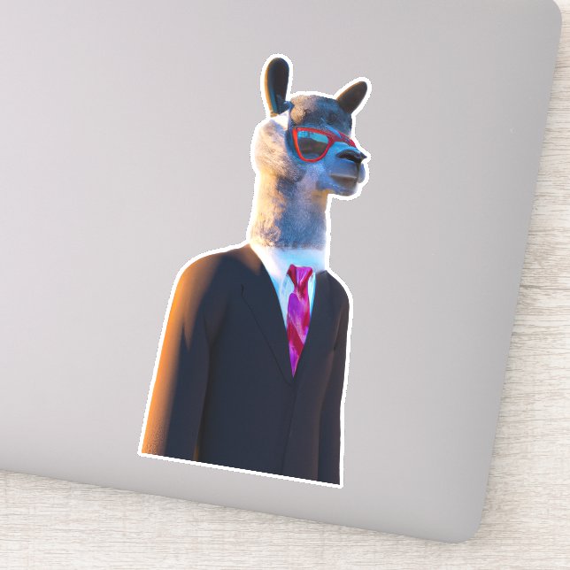 Llama en costume avec lunettes de soleil sticker m (Détail)