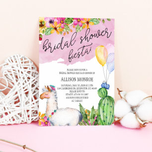 Llama et Cactus Fête des mariées Fiesta Invitation