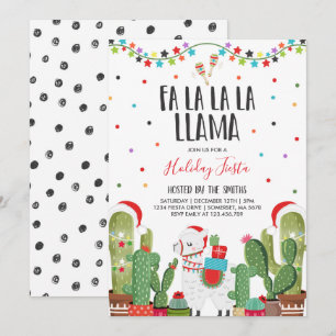 Llama Fête Invitation Llama Fête de Noël