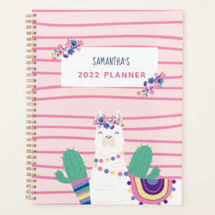 Llama florale mignonne rose personnalisée