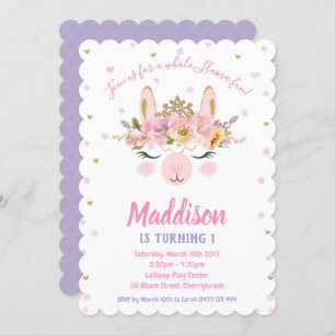 Llama Fun Birthday Invitations Girls Alpaca