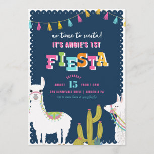 Llama Fun Fiesta Alpaca Anniversaire Invitation