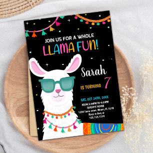 Llama Fun Llama Invitations Anniversaire