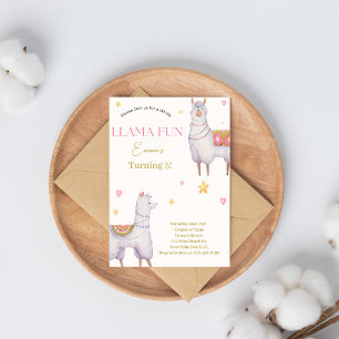 Llama Fun Llama thème invitation anniversaire