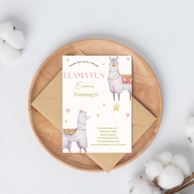 Llama Fun Llama thème invitation anniversaire (Créateur téléchargé)