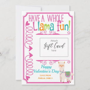Llama Fun Valentine's Day Détenteur de carte-cadea