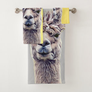 Llama gris jaune Cute d'animal Cute d'art Lavage d