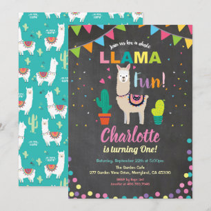 Llama invitation anniversaire. amusant fille premi