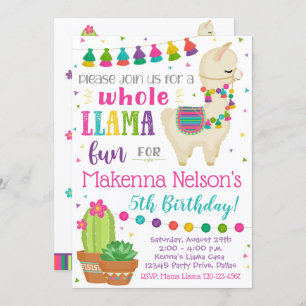 Llama Invitation anniversaire Llama Party