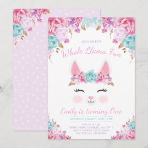 Llama Invitation Anniversaire Toute la Llama Fun P