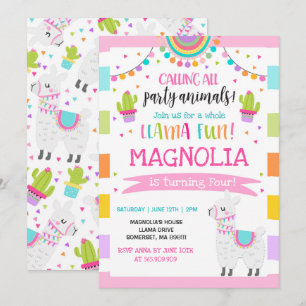 Llama Invitation Anniversaire Toute la Llama Fun P