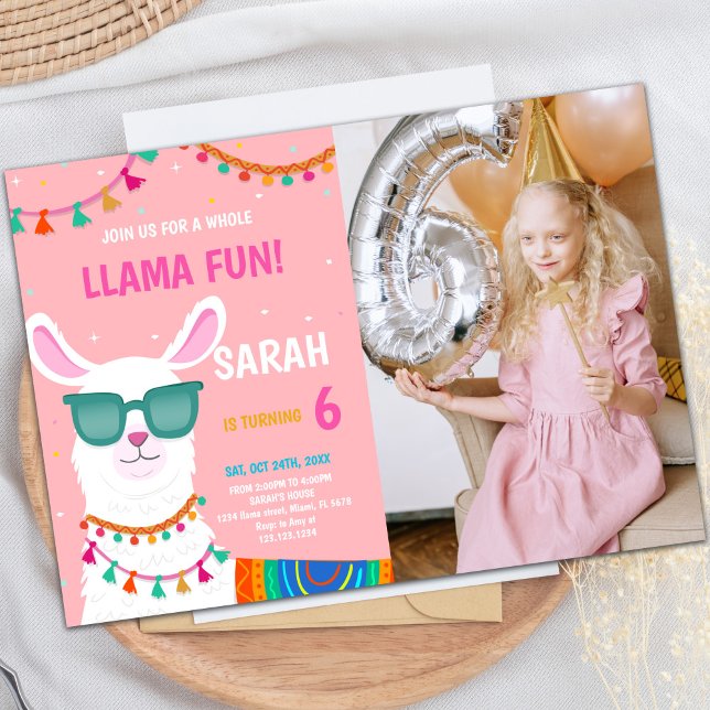 Llama Invitations d'anniversaire avec photo (Llama Birthday Invitations with photo)