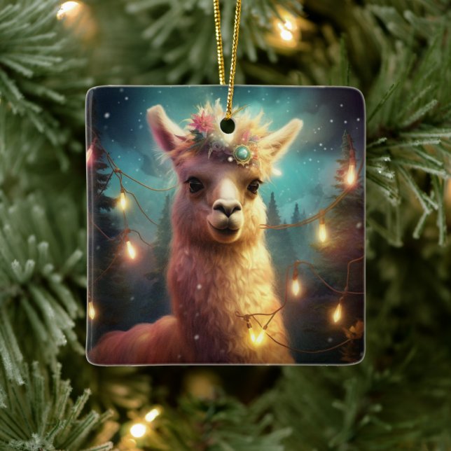 Llama Joyeux ornement de Noël, Pet Lover cadeau (Arbre)