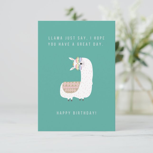 Llama Juste Dire Carte Anniversaire (Debout devant)