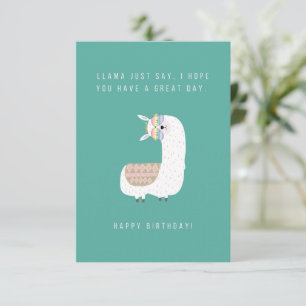 Llama Juste Dire Carte Anniversaire