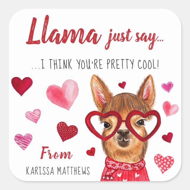 Llama Juste Dire | Stickers Valentine personnalisé (Devant)