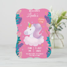 llama licorne Anniversaire Invitation